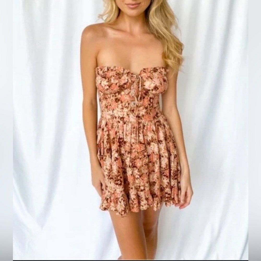 Mahina Strapless Floral Mini Dress